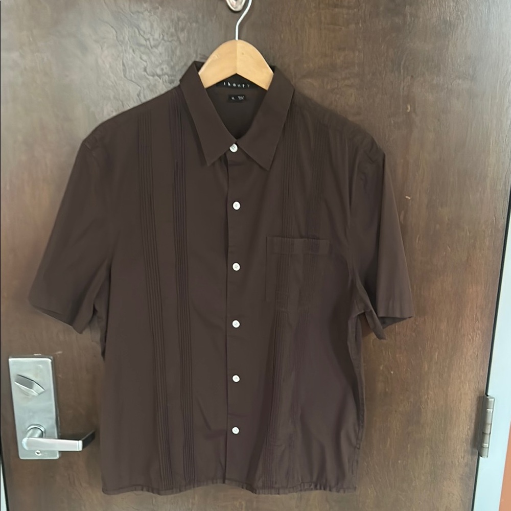 Theory Brown Short Sleeve Casual Shirt